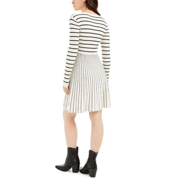 NEW Guess Nash Ribbed Knit Striped Fit & Flare Sweater Dress 2 - Picture 3 of 4